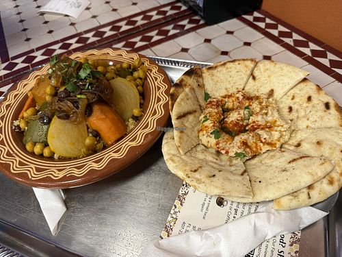 Veggie Couscous and hummuss  at Tajine Xpress - Taste of Home in Orlando