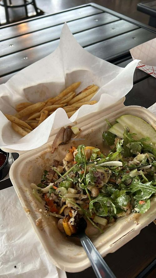 The fries are from a different truck    at Rook & Larder in Lincoln City