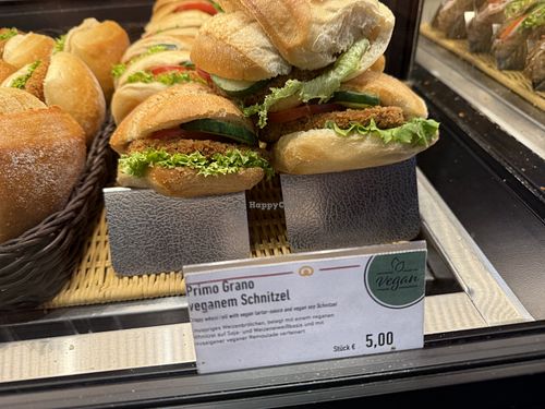 vegan schnitzel sandwich  at Kamps in Frankfurt