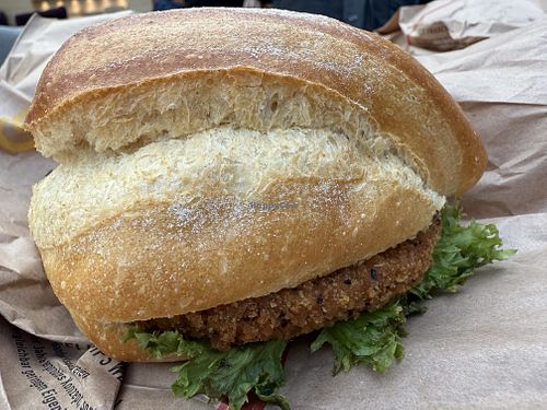 vegan schnitzel sandwich  at Kamps in Frankfurt
