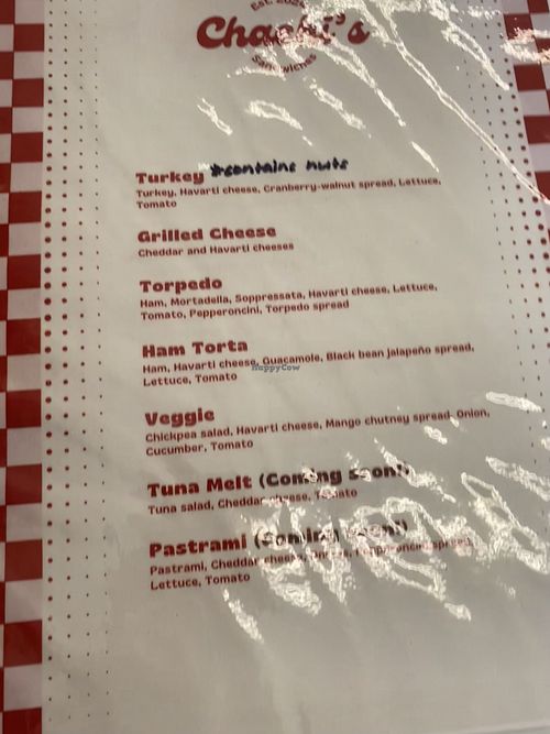 Menu  at Chachi's Sandwiches in San Pedro