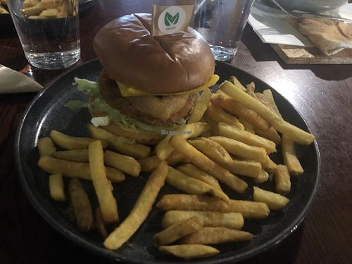 Vegan bean burger  at The Dirty Duck in Coventry