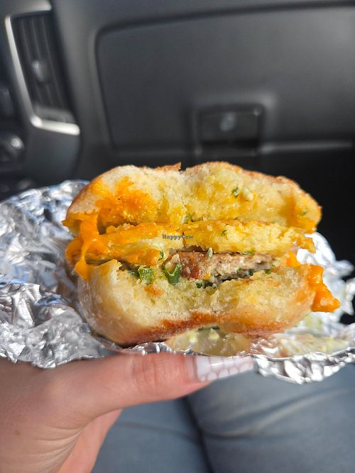 vegan breakfast sandwich is amazing,  i'm hooked. at Penny Drip in Fort Wayne