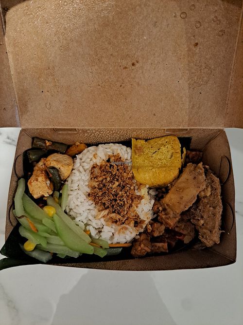 Indonesian food. at Herbistall Vegetarian and Vegan Stall in Jakarta