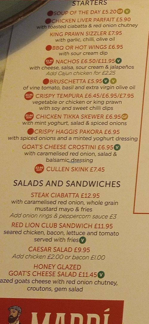 Bruschetta, vegan lasagna and burger at The Red Lion  in Prestwick