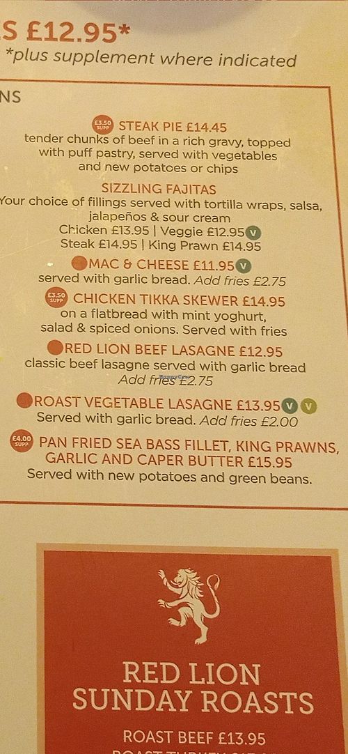 If requesting vegan lasagna be very clear- vegan! at The Red Lion  in Prestwick