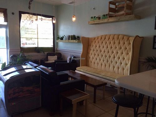 Seating area at The Vegan Cafe in West Palm Beach