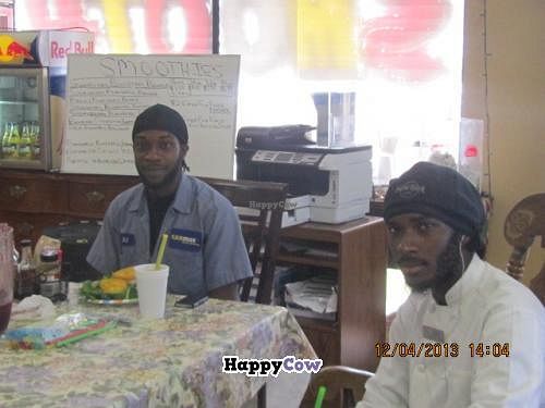 BJ-J and Jessi stopped by for an all fruit smoothie and conversation!  at Vegan Take Out Plus in Tampa