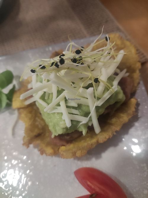 Patacones veganos at El Jardinet Secret in Mataro