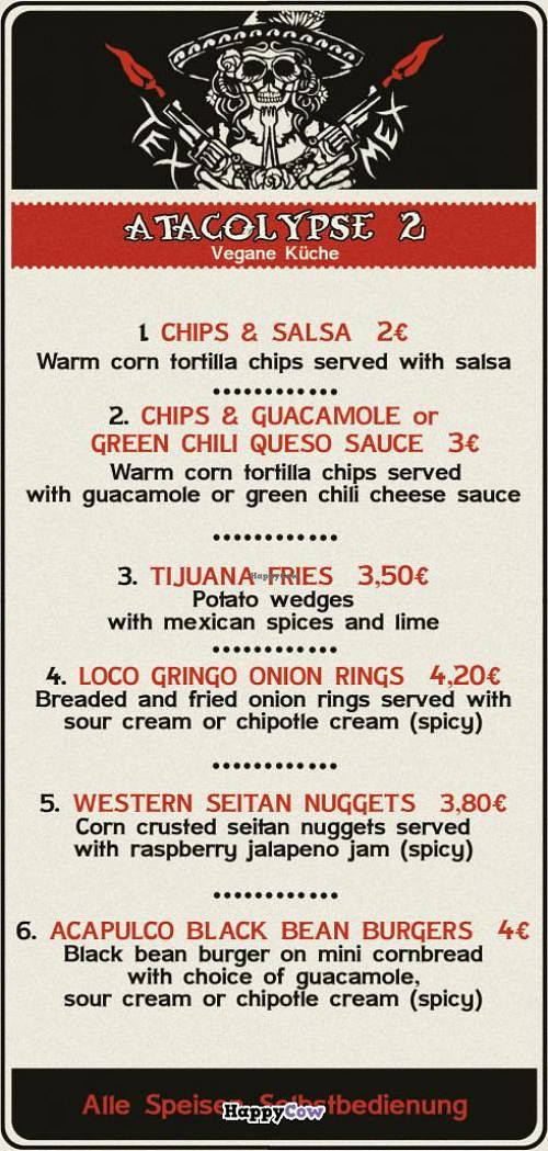 menu at Atacolypse2 in Leipzig