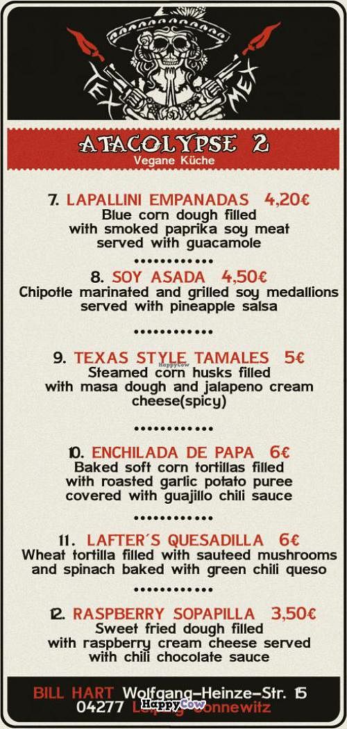 menu at Atacolypse2 in Leipzig