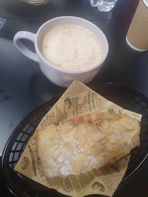 Mocha and almond croissant at Moon Chi Crystal Shop in Eccles