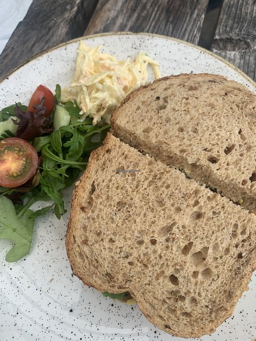Vegan cheese and tomato sandwich (vegan coleslaw)  at Sizergh Castle in Kendal