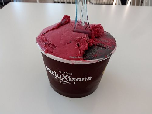Tarrina mediana de vainilla negra y frambuesa. at Antiu Xixona Helados  in Almeria