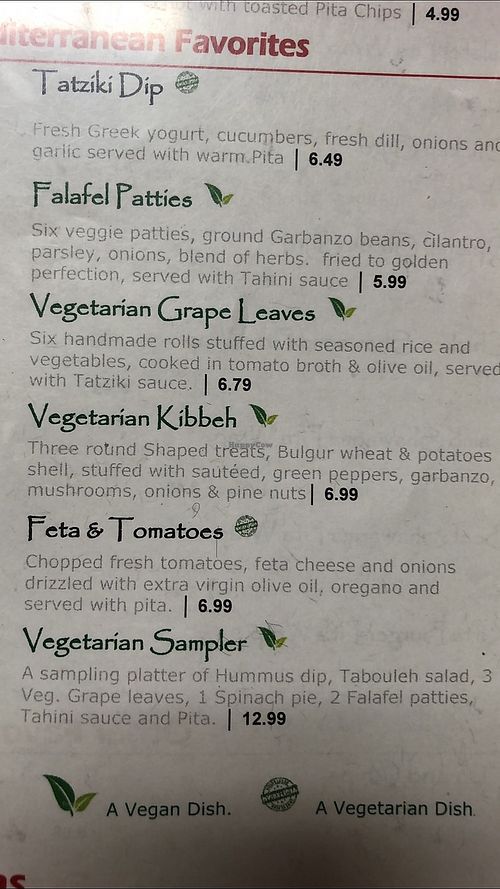 Menu at Tabouleh Mediterranean Cafe in Jacksonville