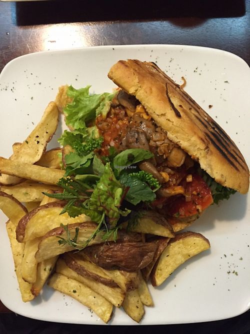oyster mushroom panini at Green Point in Cusco