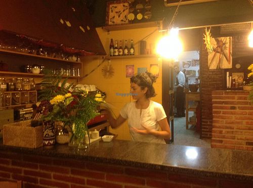 This lovely lady knows her job! Thanks for a great lunch! Greetings from Portugal! at Bindu in Igualada