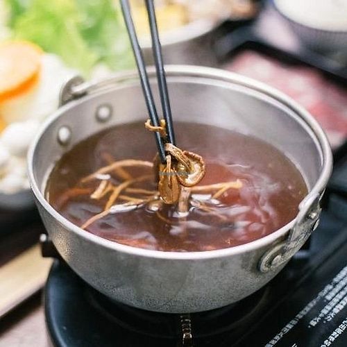 mushroom hot pot (choose vegan broth) at Wang Tea House in Hualien