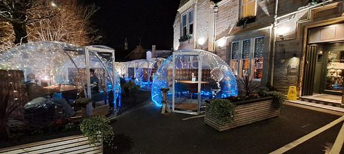 Outside eating domes at The Fox & Willow in Ayr