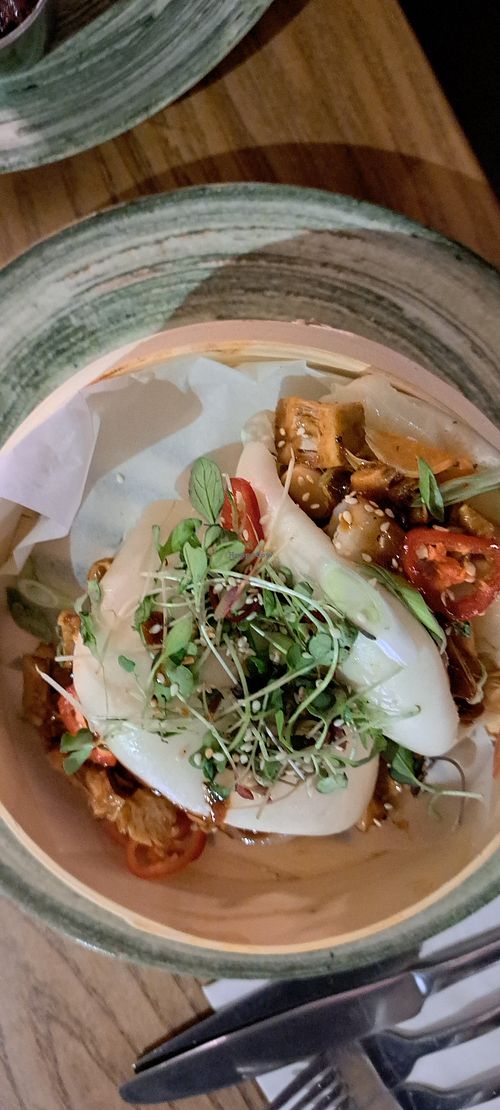 Pulled jackfruit bao bun at The Fox & Willow in Ayr