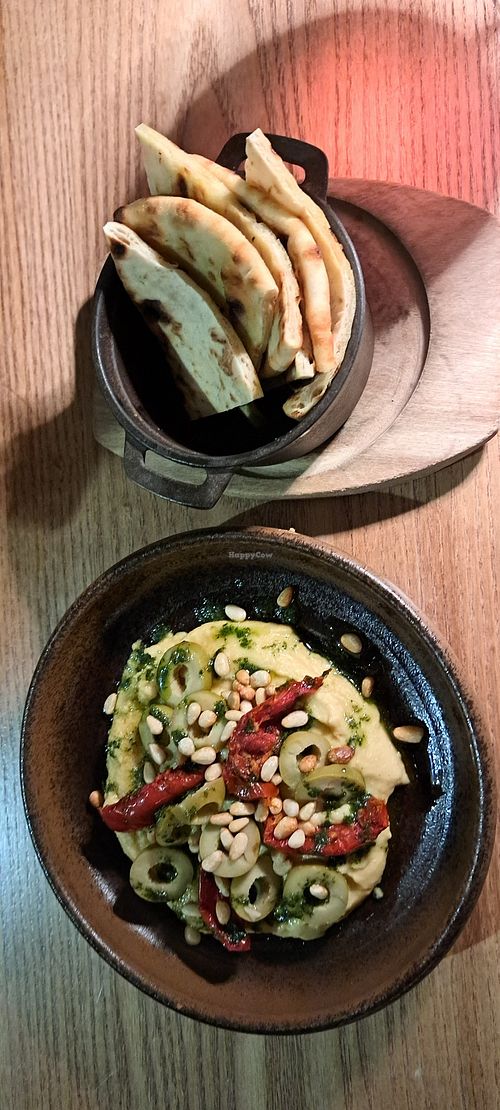 Hummus and flatbread at The Fox & Willow in Ayr