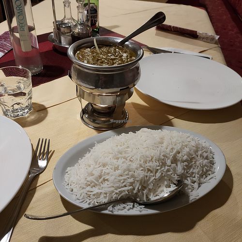 Aloo chana masala, plain rice for two at Pizzeria All'Orsetto in Merano