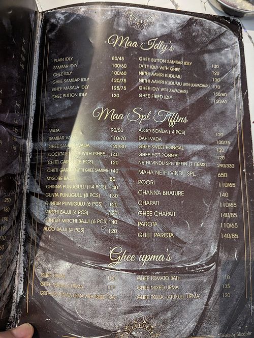 Menu at Hotel Maa Nethi Vindu in Visakhapatnam