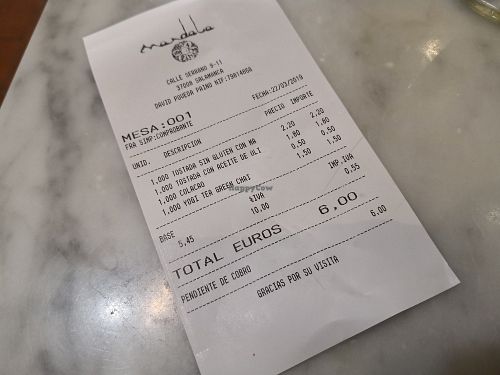 Ticket desayuno at Cafe Mandala in Salamanca