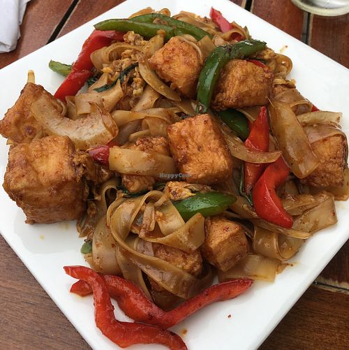 spicy rice noodles with fried tofu at Zen Bistro in Daytona Beach