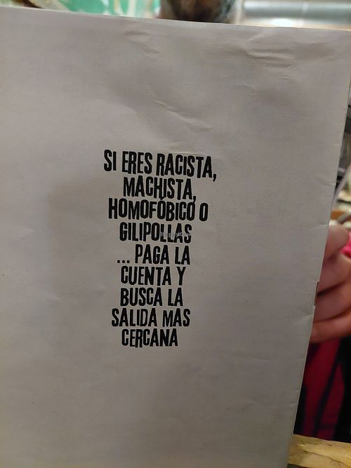 Anti racist/sexist/homophobic place at Café de Ratas in Madrid