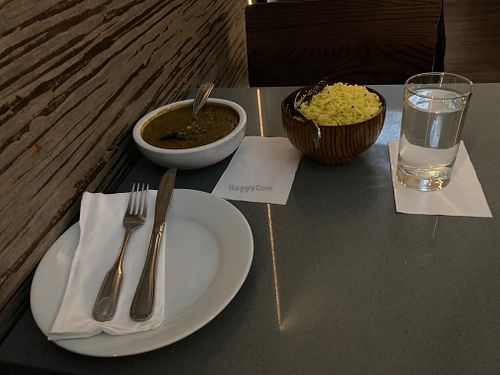 Vegan dish with lemon rice at Red Onion in New York City
