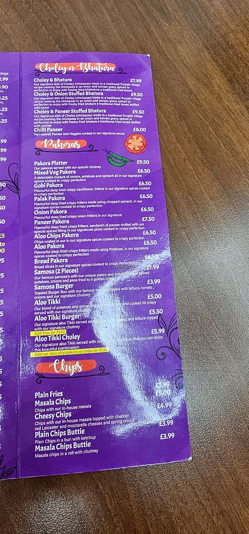 Menu at Auntie's Chai Khana in East London