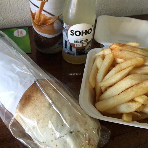 Meals and chips. they also do onion rings. at Falafel Factory in South Yarra
