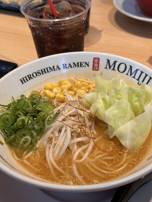 Vegan ramen  at Hiroshima Ramen Momiji Miyajima-guchi Shop - 広島ラーメン 椛 宮島口本店 in Hatsukaichi