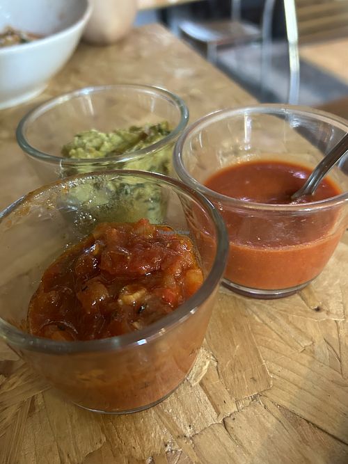 Salsa, guacamole and hot chilli sauce   at Taco Libre @ The Half Moon Inn in Newcastle Upon Tyne