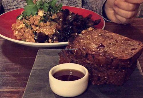 tofu scramble & banana bread at Earthly Pleasures Cafe in Belgrave