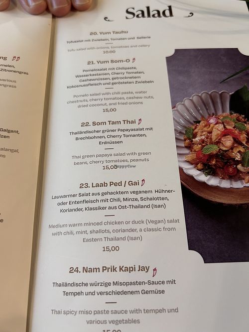 Menu saladd  at JAY by Sila Thai in Dusseldorf