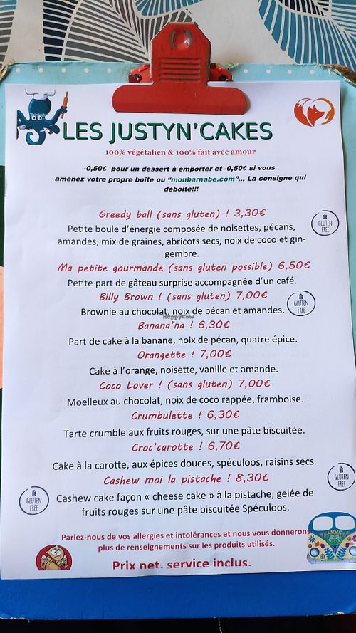 Dessert menu at Greedy Guts in Caen