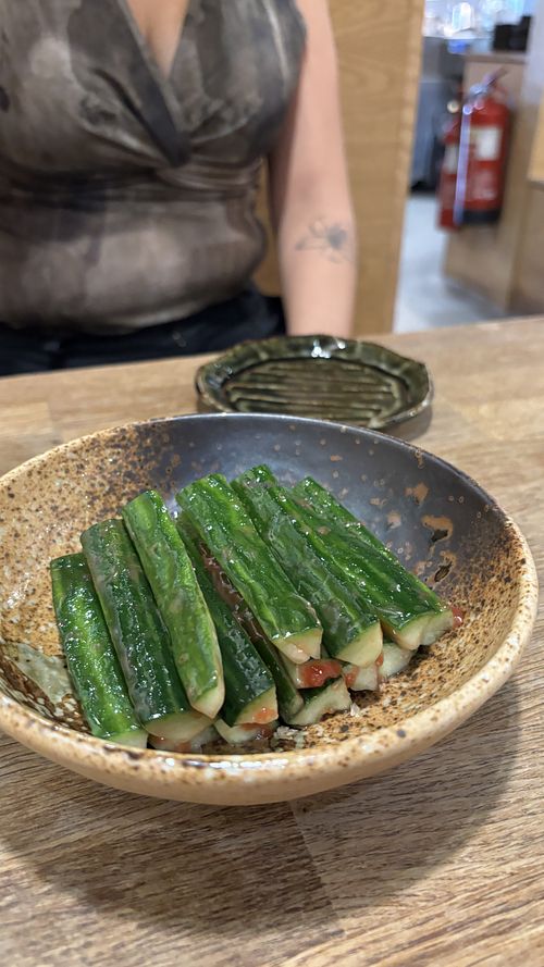 Umekyu (vegan if you order it without bonito flakes)  at Tenmaru in London