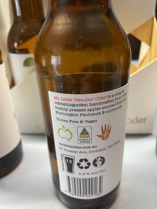 Vegan apple cider   at Mr Little Cider  in Dromana