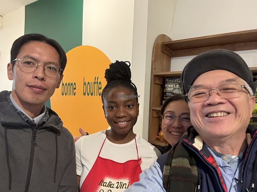 Warm and welcoming ! Can’t wait to have our food!   at Snack Bar Sante Bonne Bouffe in Granby