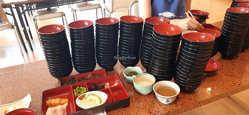 The bowls piling up :) at Hatsukoma  in Morioka