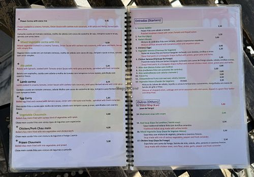 Menu p3 in green the vegan options  at Sabor do Nepal in Lisbon