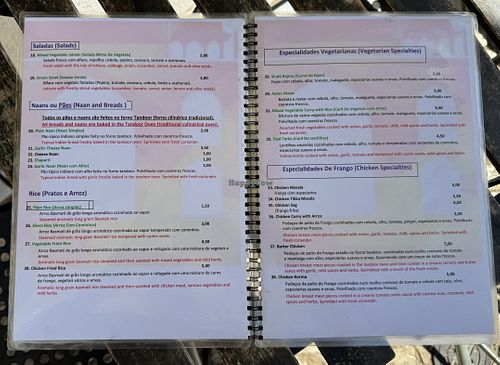 Menu p4 in green the vegan options  at Sabor do Nepal in Lisbon