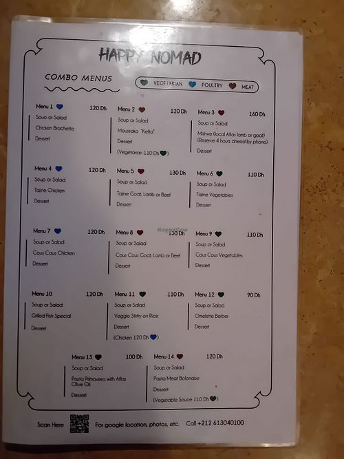 Green hearts are vegetarian and can be made vegan at Happy Nomad in Tinghir