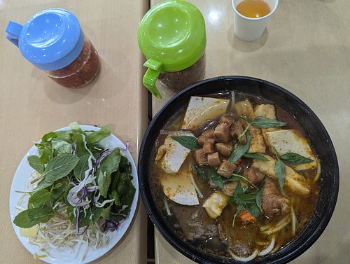 Spicy noodle soup at Happy Vegan Restaurant  in Cabramatta