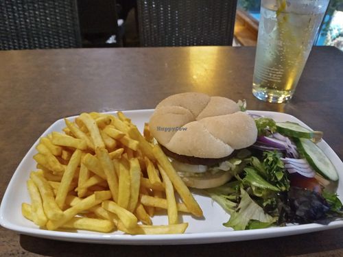 Moving mountain 100% plant based burger. at Aztec Bistro & Bar in Torquay