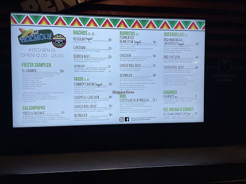 Menu showing vegan options  at Pub Hölmölä in Sirkka