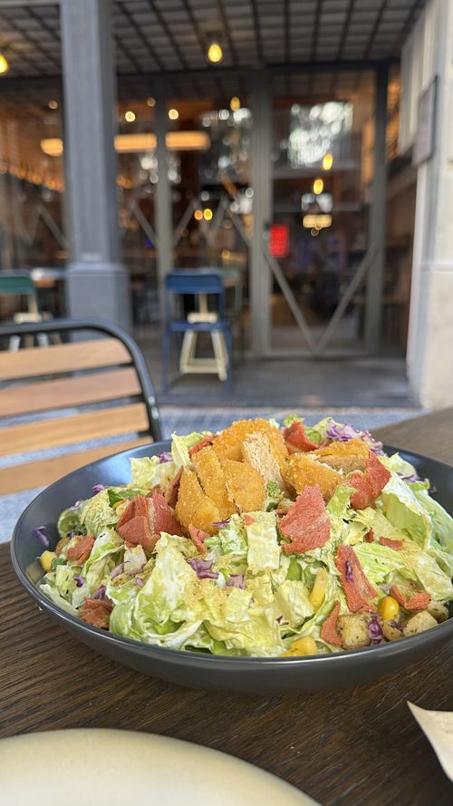 Chicken Cesar Salad.  This was my only disappointment. Lettuce tasted like it had been sitting out.  Needed to be chilledd  at Mad Mad Vegan - Barcelona in Barcelona
