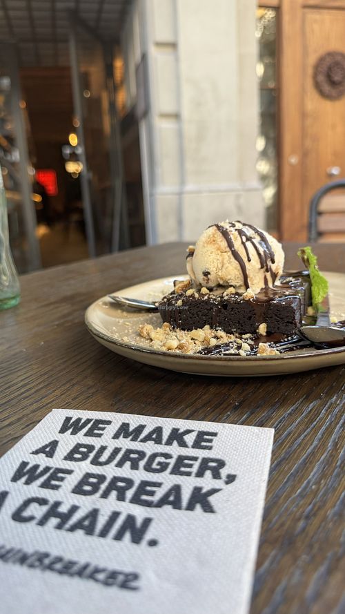 Had to have desert.  Brownie with ice cream    at Mad Mad Vegan - Barcelona in Barcelona
